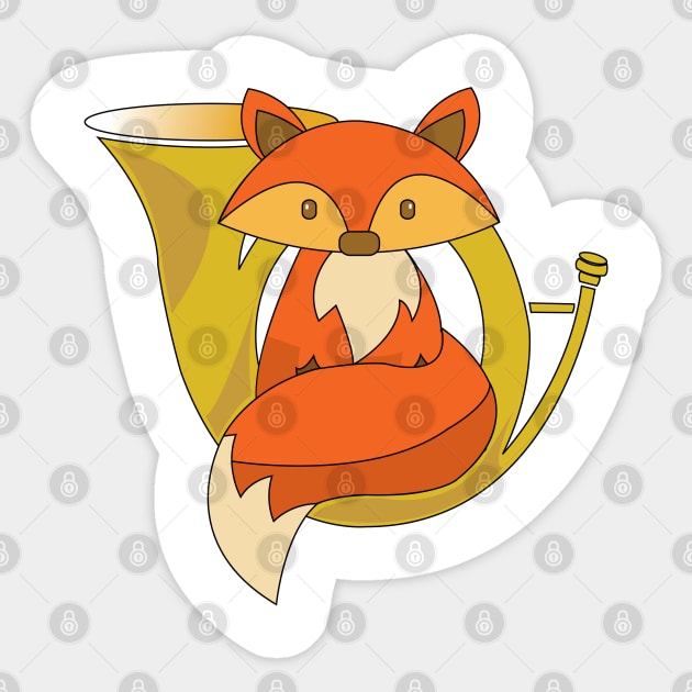 Fox and a French Horn Sticker by DickinsonDesign